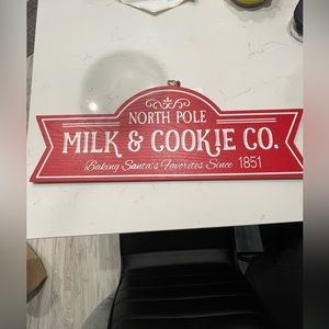 Brand new!Sold out! Hobby Lobby Christmas-North Pole Milk &Cookies Co. Red Sign